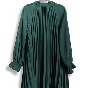 SHEIN Dark Green Long Sleeve Dress Christmas Gorgeous Girls Dress Pleated